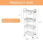 4 Tier Rolling Utility Cart with Handle,REBECAT Utility Cart Made of Multifunctional Storage Organizer Tool for Kitchen,Bathroom,Living Room,Office(White) - Image 5