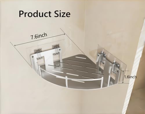 Corner Shower Caddy, Stainless Steel 304, Integrated Molding Bathroom Shelves, Wall Mounted Shower Organizer with Nail Free Adhesive, Suit for Corner Storage Racks in Bath Kitchen(2 Pack) - Image 2