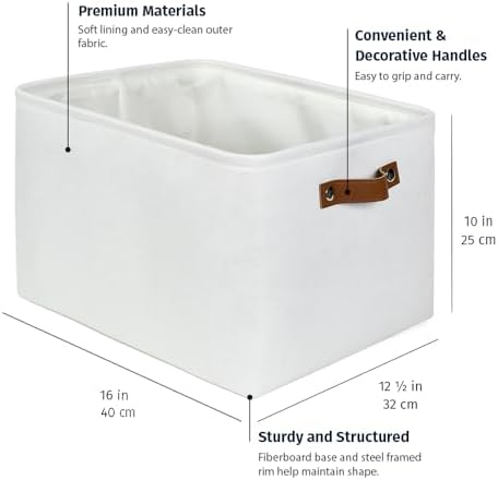 OrganiHaus 16x12.5in Storage Baskets, 3 Pack - Fabric Bins for Shelves - Image 2