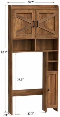 Homhedy Wooden Over The Toilet Storage Cabinet, Rustic Walnut - Image 2