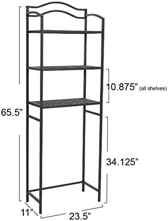 Household Essentials 3-Tier Metal Over the Toilet Bathroom Storage Shelf, Grey - Image 3