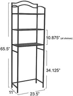 Household Essentials 3-Tier Metal Over the Toilet Bathroom Storage Shelf, Grey - Image 3