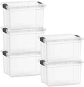 Superio Clear Storage Boxes with Lids, 49 Quart Plastic Container Bins for Organizing, Stackable Crates, BPA Free, Non Toxic, Odor Free, Organizers for Home, Office and Dorm, 5 Pack by Superio