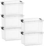 Superio Clear Storage Boxes with Lids, 49 Quart Plastic Container Bins for Organizing, Stackable Crates, BPA Free, Non Toxic, Odor Free, Organizers for Home, Office and Dorm, 5 Pack by Superio