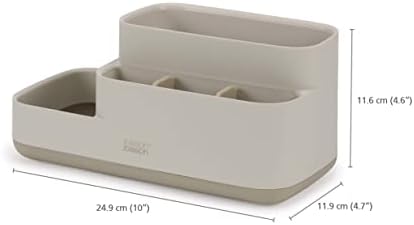Joseph Joseph EasyStore Bathroom Storage Caddy, Toothbrush and Toothpaste Organiser for Bathroom Accessories, Matt Finish, Ecru - Image 3
