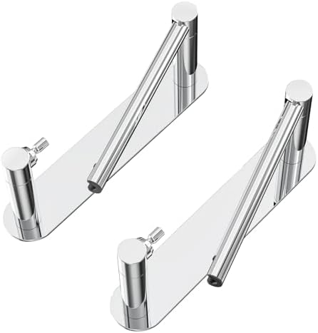Adhesive Toilet Paper Holder, Self Adhesive Double Post Pivoting Toilet Tissue Holder, Stick on No Drill Toilet Paper roll Holder for Bathroom, Stainless Steel & Zinc Alloy, Polished Chrome, 2Pack by WZRUA
