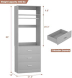 Besiost Freestanding Closet System with 3 Drawers, Wood Closet Organizer - Image 7