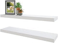 BAMEOS Floating Shelves, 35 in W x 7in Wide Display Shelf with Invisible Brackets, Set of 2 | Gallery Wall & Accent Décor Shelf for Bedroom, Living Room & Entryway White by BAMEOS