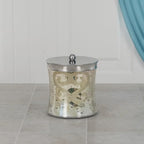 Etched Mercury Glass Vanity Jar for Cotton Swabs, Rounds, Balls & Salts - Image 3