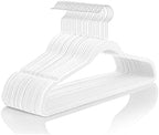 MIZGI White Velvet Hangers 50 Pack Non Slip Heavy Duty White Hooks by MIZGI