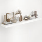 Fun Memories White Floating Shelves 55 Inch Long, 9.3 Inch Deep Floating Shelf for Wall, Living Room, Bedroom, Kitchen, Large Deep Wall Shelves with Invisible Bracket for Books, Decor by FunMemories