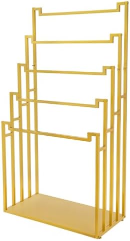 Scarf Organizer Stand, 5-Tier Freestanding Scarf Display Rack, Metal Scarf Holder Belt Pants Hanger for Commercial Clothing Retail Store Home, Space Saving Shelves, 31.5" x 15.75" x 59"(Gold) - Image 5