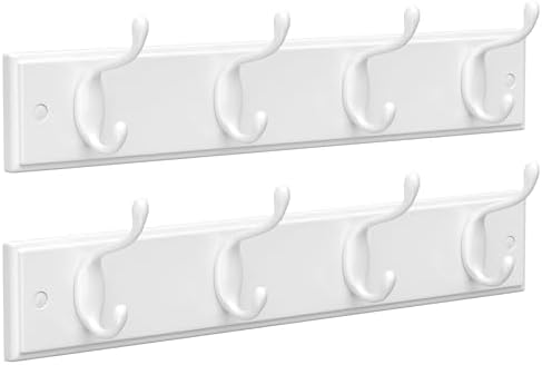 SONGMICS Wall-Mounted Coat Racks, Set of 2, 8 Dual Metal Hooks by VASAGLEbySONGMICSHOME