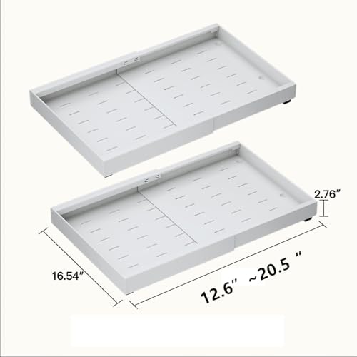 1PCS Expandable Pull Out Cabinet Organizer pots and pans organizer under cabinet Upgrade 3 Slide Rails Slide Out Drawers Roll Out Shelves Adhesive,Adjustable Width - Image 3