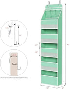 Univivi Fabric Over Door Hanging Organizer for Baby Nursery, Green, 6-Shelf - Image 3