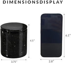 Black Marble Otip Holder Dispenser with Lid, Natural Marble Canister, High Capacity Bathroom Qtip Holder Storage, Natural Bathroom Organizer for Cotton Swabs,Balls,Pads,Floss Picks (Large) - Image 2
