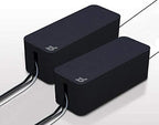 Bluelounge CableBox Cable and Cord Management System Includes Surge Protector (CableBox Mini | 2 Pack, Black) by Bluelounge