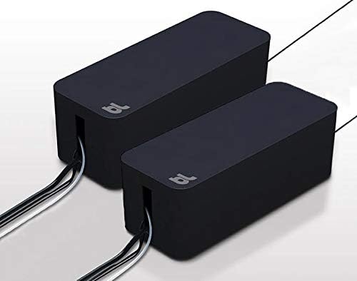 Bluelounge CableBox Cable and Cord Management System Includes Surge Protector (CableBox Mini | 2 Pack, Black) by Bluelounge