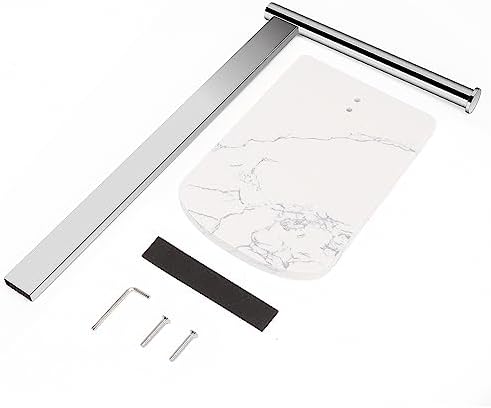 NearMoon Hand Towel Holder with Balanced Marble Base, 304 Stainless Steel Stand Towel Ring L Shape Hand Towel Rack Free-Standing Towel Bar for Bathroom Kitchen Countertop (Single Rod, Chrome) - Image 6