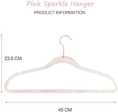 Pink Clothes Hangers 16", 20 Pack Plastic Clear Coat Hanger for Adult Closet, Durable Bling Ganchos de Ropa with Swivel Hook, Notched Shoulders & Ultra-Thin Space Saving Laundry Hanger for Dress Suits - Image 5