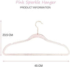 Pink Clothes Hangers 16", 20 Pack Plastic Clear Coat Hanger for Adult Closet, Durable Bling Ganchos de Ropa with Swivel Hook, Notched Shoulders & Ultra-Thin Space Saving Laundry Hanger for Dress Suits - Image 5