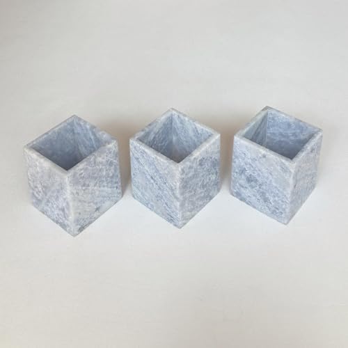 Natural Marble Stone Square Storage Container Empty Vessel Holder Cup for Candle/Pens/Sundries items (Blue Crystal Marble) - Image 4