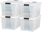 IRIS USA 4-Pack 72 Quart Storage Bins with Lids, Pearl by IRISUSA