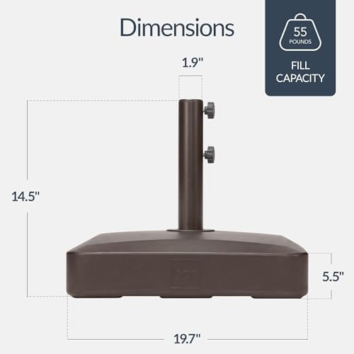 Best Choice Products 55lb Fillable Umbrella Base Stand, Plastic Patio Umbrella Stand with Pole Holder, Adjustment Knob for Outdoor, Lawn, Deck, Asscher Design - Brown - Image 2