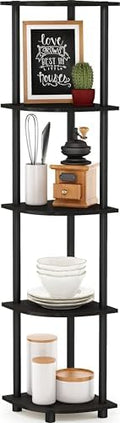 Furinno TURN-N-TUBE Corner Shelf, 5-Tier Corner Bookshelf, Open Storage Shelves, for Organization and Storage, Living Room, Home Office, Garage, Bedroom, Espresso by Furinno-FitsYourSpaceFitsYourBudget