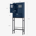 Over The Toilet Storage, Bathroom Storage Cabinet Over Toilet, Above Toilet Storage with Double Doors and Soft Hinges Over Toilet Storage Shelf Over The Toilet Storage Cabinet (Ultramarine) - Image 2
