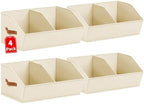 Homsorout Closet Organizers and Storage Bins - 4 Pack Collapsible Divided Trapezoidal Cube Storage Bins Baskets with Orange Handle for Organizing Clothes Blankets, Toys, Books, Towels(Beige) by Homsorout