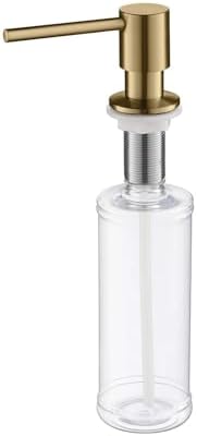 Kibi Kitchen Soap Dispenser – Lead-Free Solid Brass, Top-Fill Refillable Liquid Dispenser, 8.5 oz Capacity, Rust & Corrosion Resistant, Countertop Accessory for Kitchen & Bar Sink (Brushed Brass) by KIBI