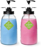 Glass Laundry Detergent Container - Besuerte Large Capacity Liquid Laundry Detergent Dispenser with Refillable & Reusable 2x50oz Mason Jars and Save Effort Pump Aid Handle, Black Cap by LiveinspiredLiveBesuerte