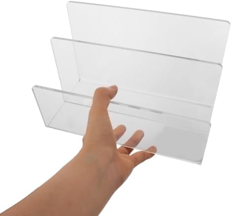 DECHOUS Acrylic File Organizer Desk Letter Sorter 2 Section Holder - Image 4