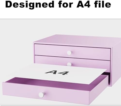 Svartur Desktop Drawers, Metal Desk Organizer with Drawer Storage Organizer for A4 File, Desk File Storage Organization for Office, Home, No Assembly Required, White - Image 4