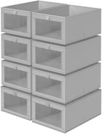 Criusia 8 Pack Linen Closet Organizers and Storage, Large Linen Closet Baskets for Organization, Foldable Storage Containers for Toys, Clothing, Towels, Jeans, Books, Shelves, Grey by Criusia