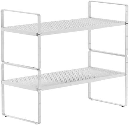 2Pcs Expandable Cabinet Countertop Shelves, 16.5"~27''L, White by jkxoo