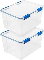 IRIS USA 2-Pack 44 Qt Storage Bins with Gasket Lids, Clear/Blue by IRISUSA