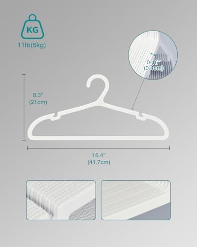 ABHENG 80 Pack Clothes Hangers, Non Slip Plastic Coat Hangers, Space Saving Hangers, Heavy Duty, Hanging Dry Wet Clothes, 16.4" x 8.3", White, UAPY0580W - Image 7