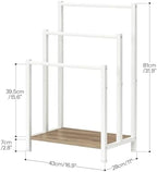 HOOBRO Free Standing Towel Rack, 3 Tier Blanket Rack, Blanket Holder for Bathroom, 16.9" L x 11" W x 31.9" H, Industrial Metal Drying and Display Rack with Shelf, White and Grey WG03LB01 - Image 5