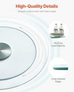 VEVOR 20 in Glass Lazy Susan Turntable, 360° Rotation Round Clear Tabletop Rotating Tray, Tempered Glass Dining Table Centerpiece, Smooth and Silent Spin, for Family Gatherings, Banquets & Weddings - Image 3