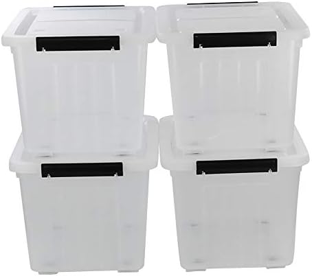 Clear Plastic Storage Bins with Wheels, 4-Pack Latch Boxes, 30 L - Image 7