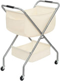 STORAGE MANIAC Collapsible Laundry Cart with Wheels 31.5"H Rolling Laundry Hamper Clothes Basket with Wheels, Canvas Liner Sturdy Steel Frame Folding for Small Narrow Space Easy Storage, Beige by STORAGEMANIAC