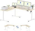FLEXISPOT 71 x 63 Reversible L-Shaped Electric Standing Desk, Maple by Unknown