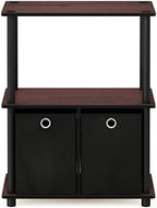 Furinno TURN-N-TUBE Storage Shelves, 3-Tier Toolless Book Shelf with Storage Bins, Display Shelf, for Organization and Storage, Living Room, Garage, Home Office, Dark Cherry - Image 6