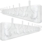 WEBI Coat Rack Wall Mount,10 Hooks,38 9/16" Long Coat Hooks Wall Mounted Large,16" Hole to Hole,Wood Coat Hanger Wall,Hooks for Hanging Coats,Jacket,Clothes,Hats,White,2 Packs by WEBI