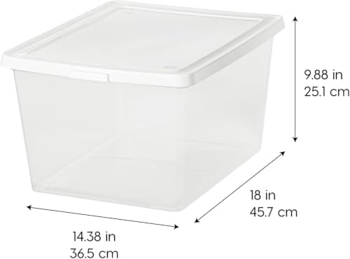 IRIS USA 4-Pack 25 Qt Storage Bins with Lids, Stackable Box, Clear/White - Image 2