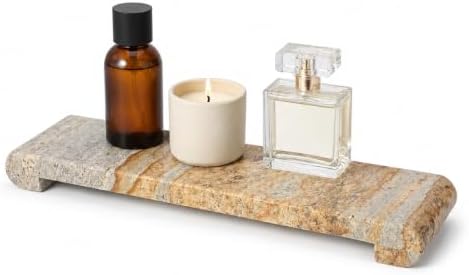 16"x4" Natural Marble Tray Pedestal Stand, Bathroom Counter Vanity Trays by Unknown