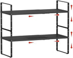 2Pcs Expandable Cabinet Countertop Shelves, 16.5''-27''L, Black by jkxoo