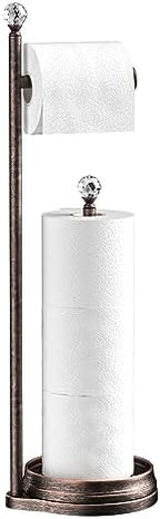 KASUNTO Toilet Paper Holder for Bathroom, Heavy Weighted Metal Free Standing Toilet Paper Holder Stand with Crystal Ball, Toilet Paper Roll Stand for Bathroom Accessories (Oil Rubbed Bronze) by Kasunto
